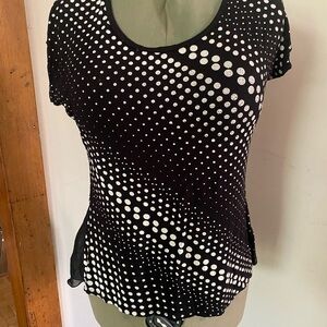 Elegant Black and White Polka Dot Women's Top